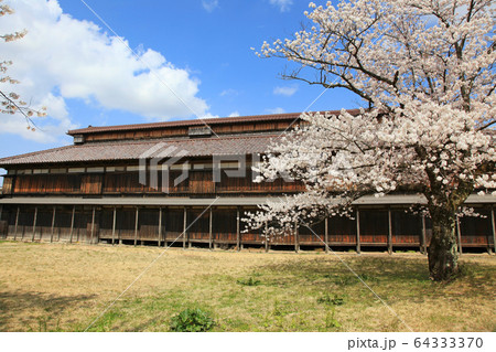 松ヶ岡開墾場　桜と建物 64333370