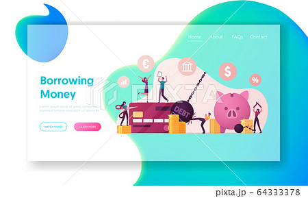 Tiny Characters Rejoice for Money Debt Deliverance Landing Page Template. Happy People Cutting Chains at Huge Piggy Bank Tiny Characters Rejoice for Money Debt Deliverance Landing Page Template. Happy People Cutting Chains at Huge Piggy Bank 64333378