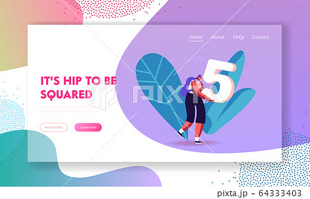 Mathematics Science Landing Page Template. Smiling Girl Student Character Carry Huge Number Five Mathematics Science Landing Page Template. Smiling Girl Student Character Carry Huge Number Five 64333403
