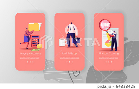 Consulting Auditors Service, Auditing Financial Report Mobile App Page Onboard Screen Template. Tiny People Characters 64333428