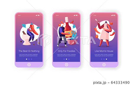 Spicy Food, Mexican Cuisine Seasoning Mobile App Page Onboard Screen. Tiny People Characters Grinding Chilli Pepper 64333490