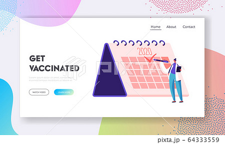 Vaccination Planning, Medicine Health Care Website Landing Page. Female Doctor Put Check Mark to Checkbox 64333559