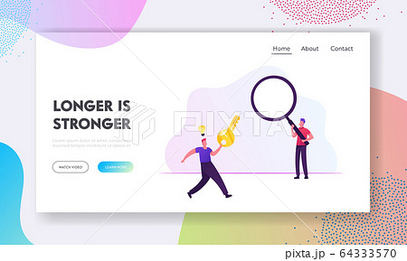User Remember Lost Account Password, Task Solution Website Landing Page. Happy Men with Huge Key 64333570
