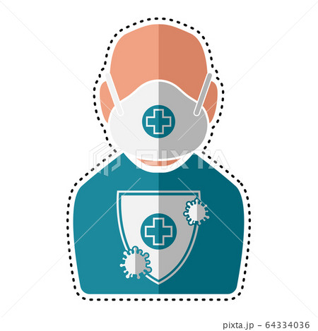 Dotted line man with protection uniform 64334036