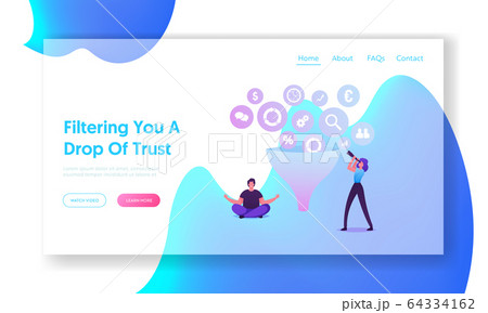 Data Filter Tunnel, Creative Process Website Landing Page. Businesswoman Look through Spyglass on Funnel Data Filter Tunnel, Creative Process Website Landing Page. Businesswoman Look through Spyglass on Funnel 64334162