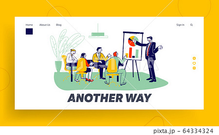 Company Leader, Business Coach Explaining Company Strategy Website Landing Page. Financial Consultation 64334324