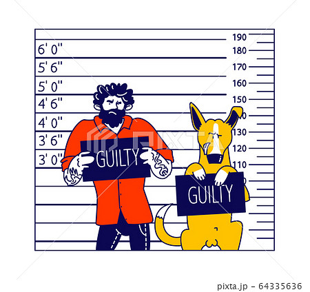 Arrested Man With Dog Characters Getting Front のイラスト素材