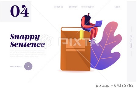 Online Education, Learning, Exam Preparation with Textbook Landing Page Template. Young Male Character Studying Online Education, Learning, Exam Preparation with Textbook Landing Page Template. Young Male Character Studying 64335765