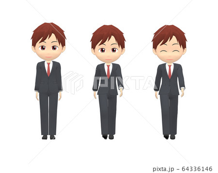 歩く 男性 スーツ ミディアム 正面のイラスト素材