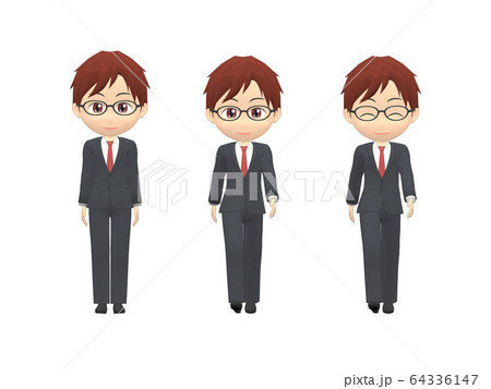 歩く 男性 スーツ ミディアム 正面のイラスト素材