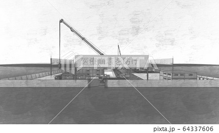 突貫工事　コロナ病院　医療崩壊　2期工事 イラスト82 64337606