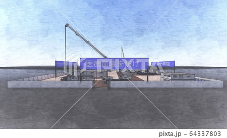 突貫工事　コロナ病院　医療崩壊　2期工事 イラスト13 64337803