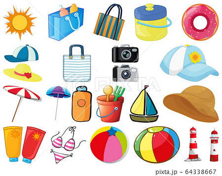 Large set of different objects on white background 64338667