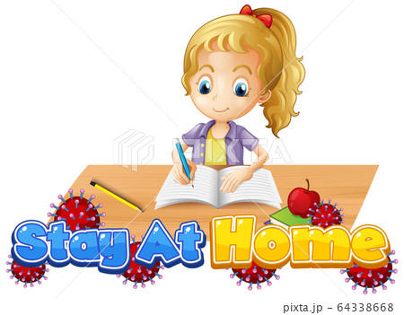 Coronavirus poster design for word stay at home 64338668