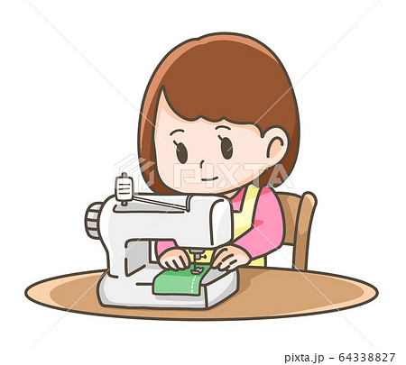 Illustration of a woman doing sewing - Stock Illustration [64338827] - PIXTA