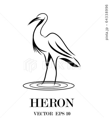 Line art vector logo of heron that is standing. Line art vector logo of heron that is standing. 64338996