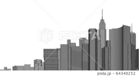 Panorama cityscape Sketch. Architecture sketch - 64340252