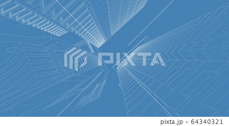 3D illustration architecture building perspective 3D illustration architecture building perspective 64340321