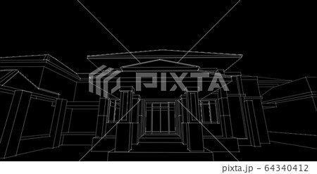 3D illustration architecture building perspective 3D illustration architecture building perspective 64340412
