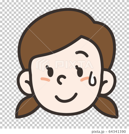 Girl front face bitter smile 64341390