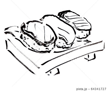 まぐろ いか はまち 鯛 白バック 白背景 手描き 筆書き 日本 日本食 高級 海鮮 魚 のイラスト素材