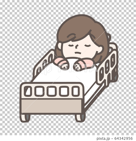 Hospitalized woman oxygen mask 64342956