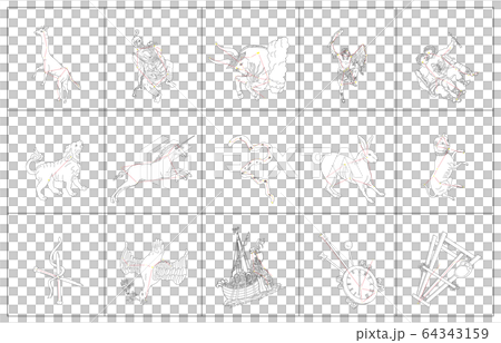 冬の星座白枠 冬の星座白枠 64343159