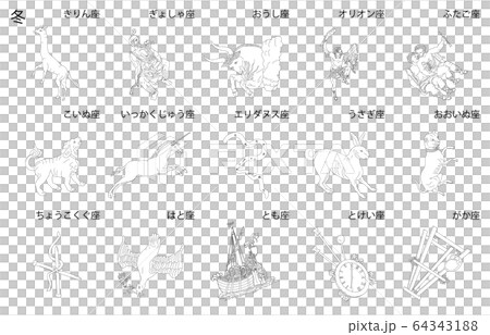 冬の星座線なし白名称 64343188