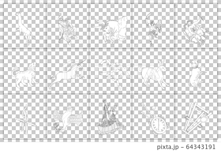 冬の星座線なし白枠 冬の星座線なし白枠 64343191