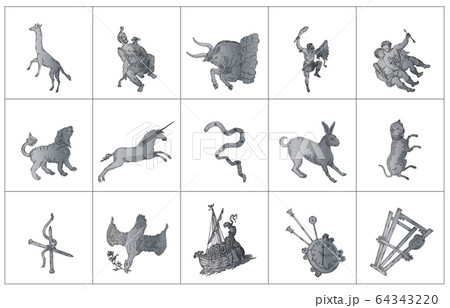 冬の星座影あり線なし枠 冬の星座影あり線なし枠 64343220