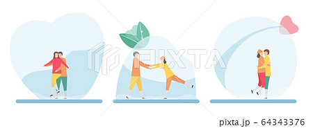 3 Sets of lover that play ice skating isolated on white background for winter season. Vector illustration is in flat style. 3 Sets of lover that play ice skating isolated on white background for winter season. Vector illustration is in flat style. 64343376