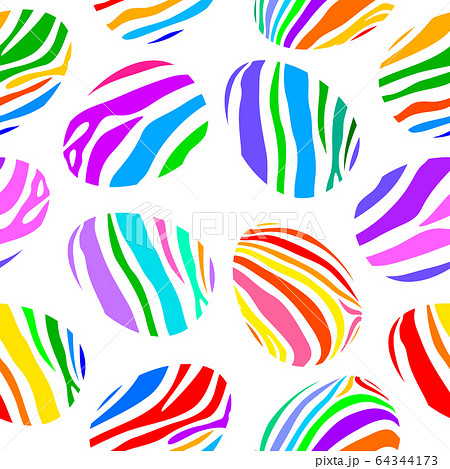 Colorful zebra striped on egg, seamless pattern.  64344173