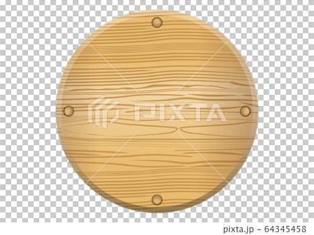 木目のある木の板のイラストボード オーク円形 タイトルバック キャッチコピーバナー用背景素材のイラスト素材