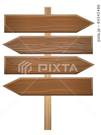 木目のある木の板のイラストボード ブラウン案内板 タイトルバック キャッチコピーバナー用背景素材のイラスト素材
