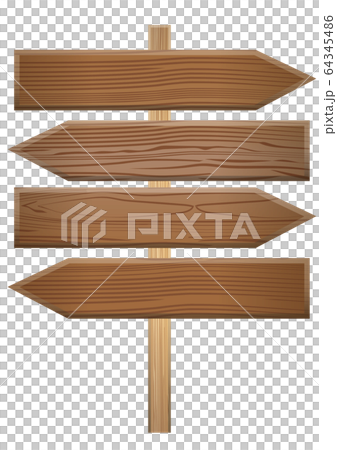 Illustration board of wood board with wood grain Brown guide board | Background material for title back and catch copy banner 64345486