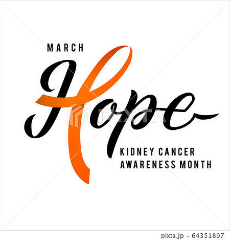 Vector Kidney Cancer Awareness Calligraphy Poster Design. Stroke Orange Ribbon. March is Cancer Awareness Month Vector Kidney Cancer Awareness Calligraphy Poster Design. Stroke Orange Ribbon. March is Cancer Awareness Month 64351897