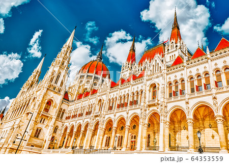 Hungarian Parliament close-up. Budapest. One of Hungarian Parliament close-up. Budapest. One of 64353559
