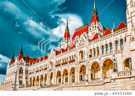 Hungarian Parliament close-up. Budapest. One of Hungarian Parliament close-up. Budapest. One of 64353560