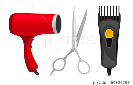 Hairdresser Equipment Or Tools With Blowdryer のイラスト素材
