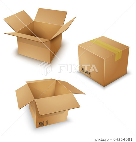 Brown Box Pack Set Vector Illのイラスト素材
