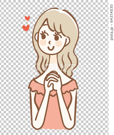 女性　ハート　願う 64354830