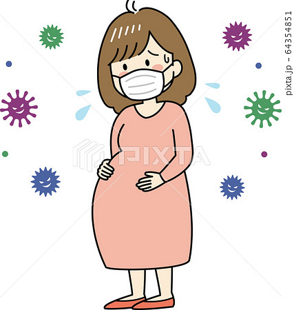 感染を心配してマスクをする妊婦さんのイラスト素材 感染を心配してマスクをする妊婦さんのイラスト素材