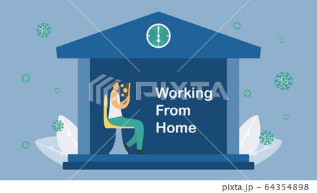 Working from home. This is a protection of new coronavirus or COVID-19. 64354898