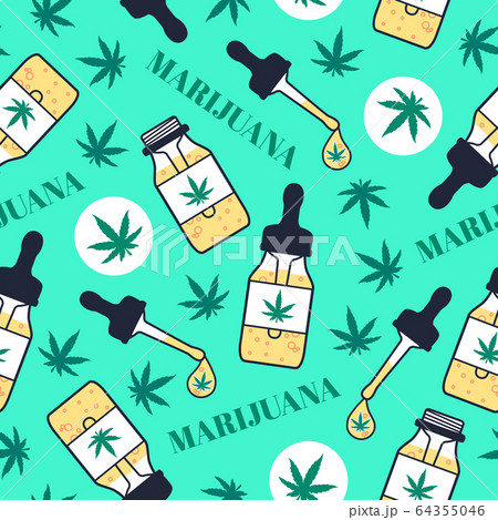 Marjuana Seamless Pattern Bottle Pipette With のイラスト素材