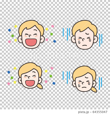 子ども2 顔 嬉しい悲しい セット 64355047