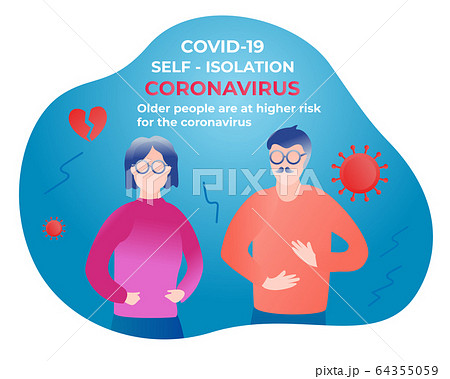 Older aged people are at higher risk for the coronavirus. Self isolation. Home quarantine from Covid-19. All stay at home. Self-isolate from a pandemic. Vector illustration 64355059