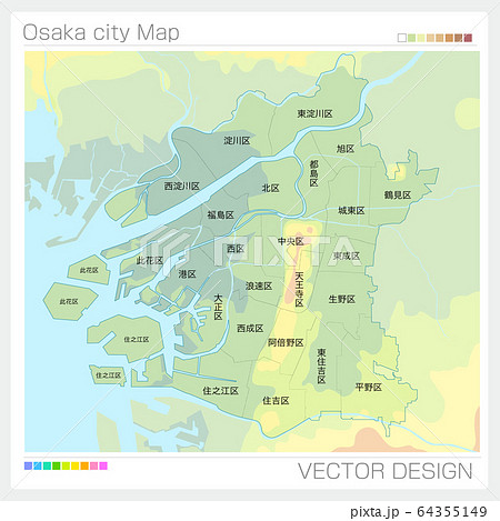 大阪市の地図 等高線 のイラスト素材