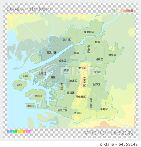 大阪市の地図（等高線） 64355149