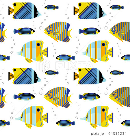 Angelfishes and Guppy Aquarium Fishes Seamless Pattern 64355234