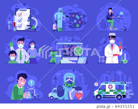 Corona Virus World Pandemic UI Icons Set 64355251